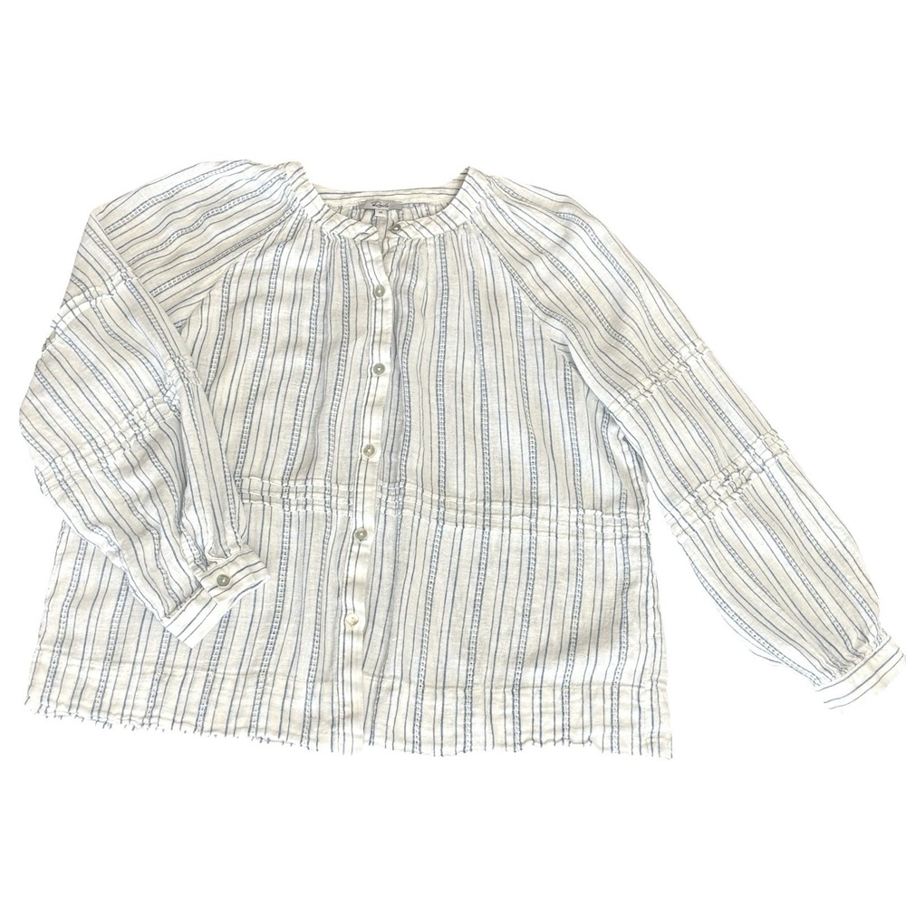 Rails Frances Sonoma Stripe Sz M Balloon Sleeve  Button Down Linen Blend - Picture 9 of 16